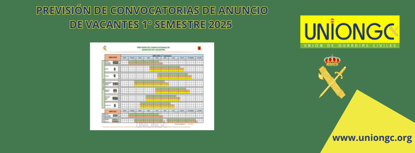 PREVISIÓN DE CONVOCATORIAS DE ANUNCIOS DE VACANTES 1º SEMESTRE 2025